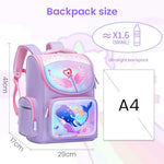HASTHIP® Mermaid School Backpack for Girls,Large Capacity Kids Backpack for Ages 6-12,Lightweight Bookbag School Travel Camping Cartoon Design Comfortable & Durable