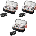 HASTHIP® Canvas Large Capacity Pencil Case with Combination Lock 4 Layer Compartments Big Pouch for Boys Girls Waterproof Box Pen Insert School Black 3PCS