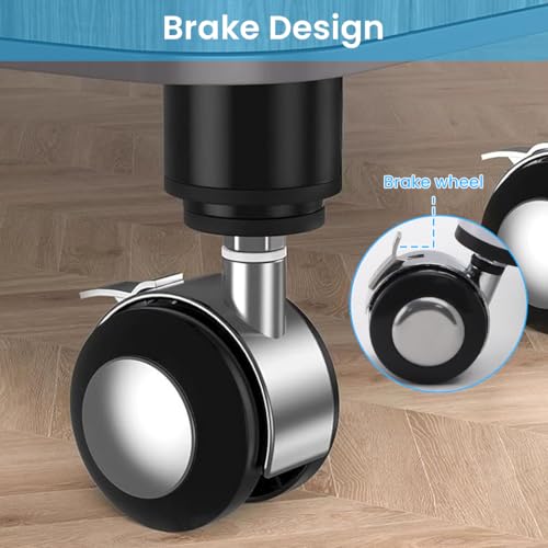 HASTHIP® 4Pcs Adjustable Furniture Legs with Caster Wheels, 80-120mm Telescopic Furniture Legs with Metal Alloy Caster Wheel, Heavy Duty Furniture Legs for Bed/Sofa/Cabinet/Couch/Dresser/Table