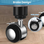 HASTHIP® 4Pcs Adjustable Furniture Legs with Caster Wheels, 80-120mm Telescopic Furniture Legs with Metal Alloy Caster Wheel, Heavy Duty Furniture Legs for Bed/Sofa/Cabinet/Couch/Dresser/Table