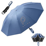 HASTHIP® Large Travel Umbrella for Men Women, 50'' Automatic Open Close Windproof Folding Umbrella with Reflective Strip, 10 Dual Ribs Reinforced, UPF 50+ 99% UV Protection, Compact Portable