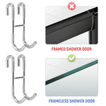 HASTHIP® 2Pcs Door Hooks Over-the-door Hanging Hook Stainless Steel Dual-hook Design Door Hooks Glass Door Hook Carbinet Door Hook Kitchen Bathroom Removable Hanging Hooks