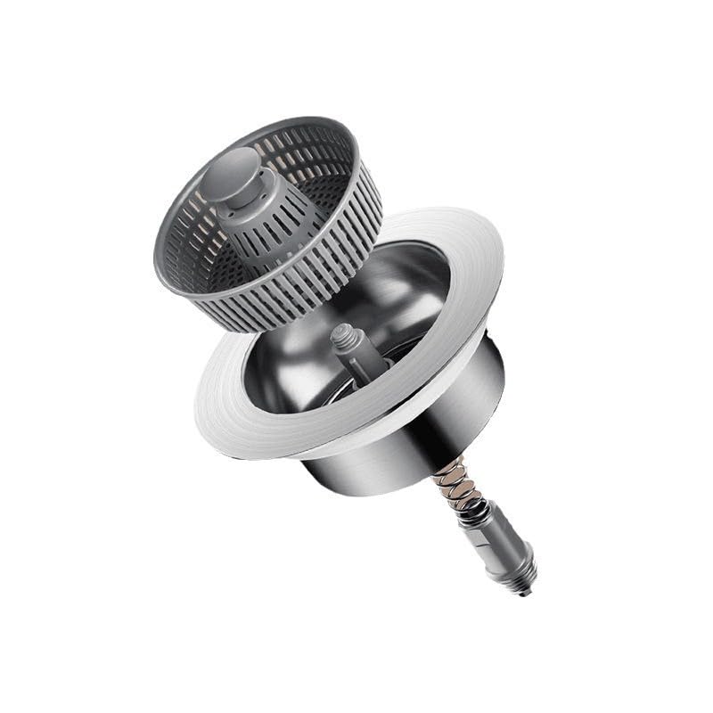 HASTHIP® Upgraded Kitchen Sink Drain Strainer Sink Stopper,Stainless  Steel Kitchen Drain Plug Installation Parts with Anti-Clogging  Basket,Silver
