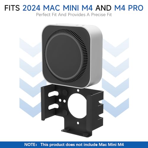 HASTHIP® Mac Mini M4 Mount,Under Desk & Wall Mount Holder Bracket for 2024 Mac Mini,Metal Organizer Rack Compatible with Accessories Space-Saving Computer Stand Screw Fixed Installation