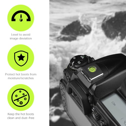 HASTHIP® 2pcs Camera Hot Shoe Cover with Built-in Bubble Level, Protective Cap for Canon Nikon Panasonic Fujifilm Olympus Pentax Sigma DSLR SLR Mirrorless Cameras