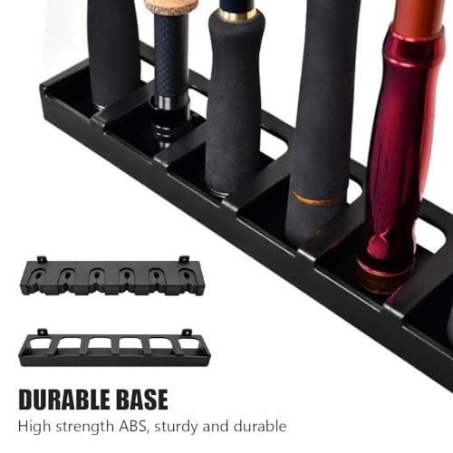 HASTHIP® Metal Wall Mounted Fishing Rod Holder with EVA Foam Grip, 6-Slot Universal Fishing Pole Rack for Casting, Spinning, and Telescopic Rod Storage & Display