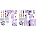 HASTHIP® 146PCS Kawaii Kuromi School Supplies Set Stationeries with Notebook Pencil Pouch Click Pens Card Holder Book Markers 50Pcs Stickers Note Girls Gift