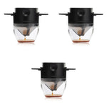 HASTHIP Filter Coffee Maker with Double Mesh Bottom Cup Stainless Steel Dripper 3 PCS