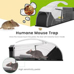 HASTHIP® Humane Mouse Trap with Handle 12.6 Inch Long Channel Non-Toxic Safe ABS Design Catch and Release Reusable Rat Cage for Home 25cm Size Suitable for Small Medium Mice 2PCS