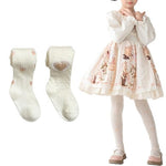 HASTHIP® 2pcs Baby Girls Cotton Tights Thin Hollowed Summer with Bowknot Mesh Lace Fashion Toddler Footed Legging Pantyhose-White