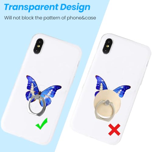 HASTHIP® Metal Phone Ring Grip, Desk Phone Support,360 ° Rotatable Folding Phone Ring Grip, Strong Adhesive Clear Round Acrylic Backing Phone Ring for Phone Case
