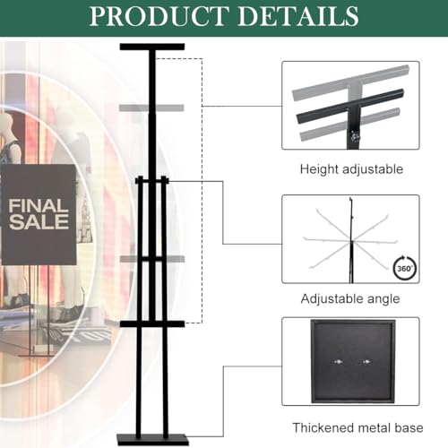 HASTHIP® Upright Sign Stand Stainless Steel Sign Holder Tilting Display Stand Rack with Adjustable Height & Angle, Commercial Advertisement Poster Stand Restaurants Menu Stand