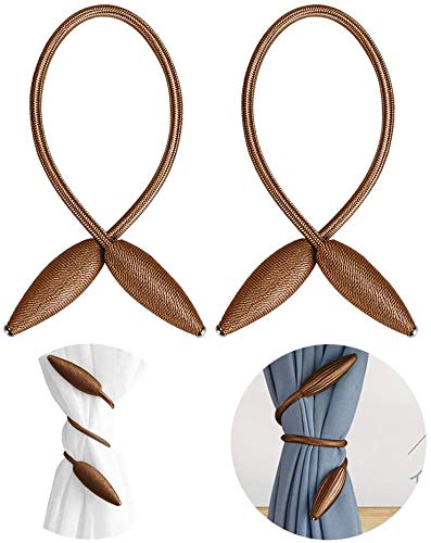 Hasthip Curtain Tiebacks with Alloy Clip for Home Decor 58cm Length | Coffee Brown Polyester Pack of 2