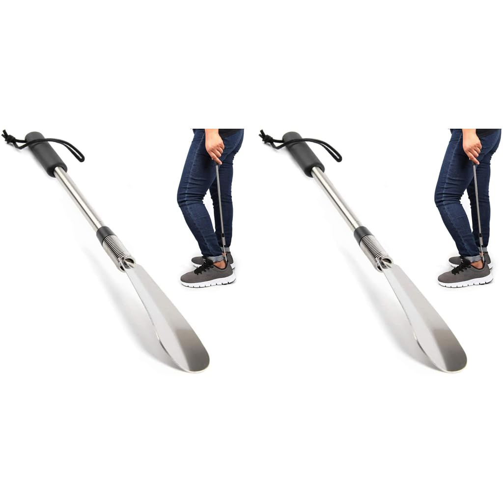 HASTHIP Shoe Horn for Seniors with Adjustable Telescopic Handle 16–38 in Metal | 2 Pack