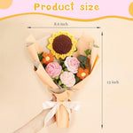 HASTHIP® Handmade Crochet Flowers Bouquet Sunflowers Roses Desk Decoration Gift Box Packed Versatile Easy Maintenance Ideal for Indian Women Mother's Day Birthdays 2 PCS