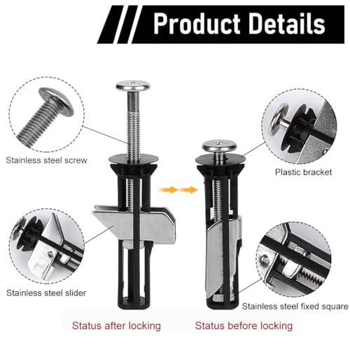 HASTHIP® Universal Toilet Seat Bolt Kit, Stainless Steel Screws Replacement, Secure & Hygienic Hardware Set for Toilet Seats, Pack of 2