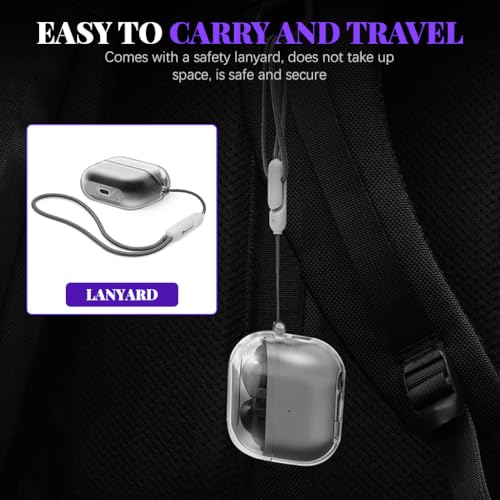 HASTHIP® Compatible with Samsung Galaxy Buds 3 Case & Galaxy Buds 3 Pro Case, Protective TPU Clear Case with Lanyard, Fashion Earbuds Case Cover, Headphone Accessories