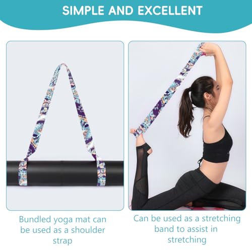 HASTHIP® 5.5ft Yoga Mat Carrying Strap With Fashionable Green Mandala Print, Durable Nylon Design, Lightweight, Adjustable Mat Holder Carrier Sling, Ideal For Studio, Gym & Outdoor Use