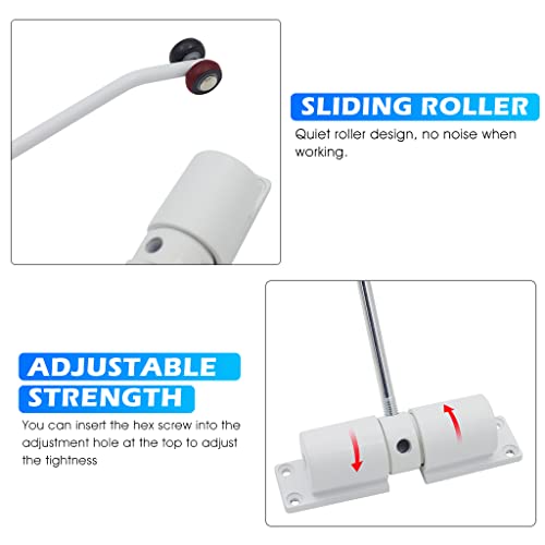 HASTHIP® Automatic Door Closer Zinc Alloy Spring Adjustable Closing Hinge Quiet for Wooden Metal Doors Security Use Up to 30 Kgs White 3 PCS