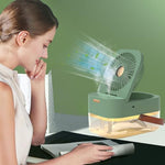 HASTHIP® 3 in 1 USB Fan Humidifer, USB Cooling Fan Desk Air Humidifier 2.5L Dual Spray, Foldable USB Desktop Fan Travel USB Fan with Handle 3 Speeds, USB-Plug GoHumidifer for Desk, Office, Bedroom