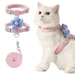 HASTHIP® Cat Harness with Leash for Kittens with Quick Release Buckle, Escape-Proof Cute Flower Cat Belt for Outdoor Walking & Travel (S, Chest 25-41cm, Neck 20-30cm)