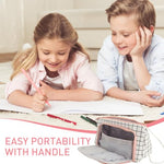 HASTHIP® Pink Schoolgirls Plaid Canvas Pencil Case - Large Capacity Pencil Bag with Multiple Interior Compartments & Handle, Fashionable Stationery Organizer for Students, Travel & Cosmetics