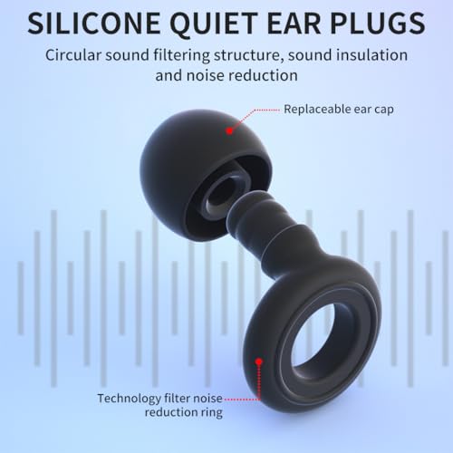 HASTHIP® Reusable Silicone Noise Cancelling Ear Plugs for Sleeping, Soft Sleep Earplugs with Extra Tips & Storage Case, Black