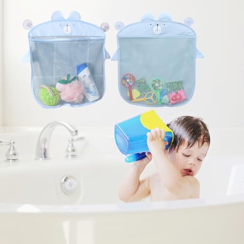 HASTHIP® BathroomPro Shower Caddy Hanging Mesh Bag, Wall Mounted Bathroom Organizer, Quick Dry Storage Pouch for Toiletries, Corner Shower Shelf, No Drilling, Large Capacity, Portable Bath Basket