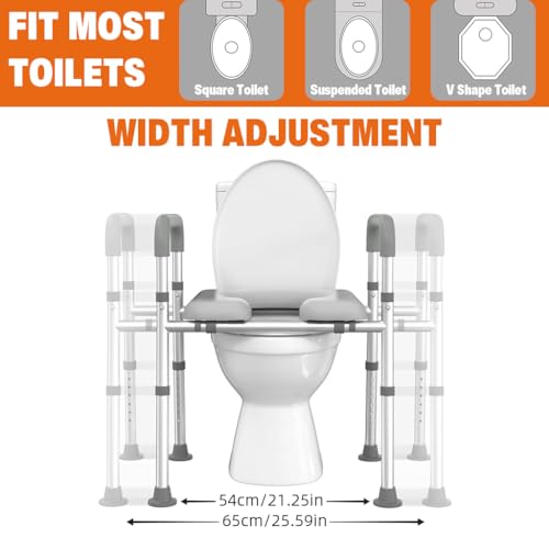 HASTHIP® Adjustable Toilet Seat Riser with Handrails for Seniors & Disabled Users