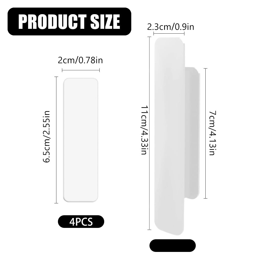 HASTHIP Sliding Door Handle Set for Home Glass Doors featuring Self Adhesive Plastic | 4Pcs White