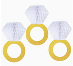 HASTHIP® 3 Pieces Glitter Gold Honeycomb Diamond Ring Hanging Decorations Reusable Paper Party Decor for Engagement Bachelorette Bridal Shower Anniversary