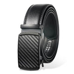 HASTHIP® Cinturón de Cuero para Hombre con Hebilla Automática de Trinquete,Ajustable,Elegante y Casual Incluye Caja Regalo - 130cm Negro