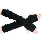 HASTHIP® Guantes sin Dedos Largos para Mujer,Mangas de Brazo Tejidas Y2K,Guantes de Invierno Cálidos con Agujero para Pulgar Mitones Moda Chicas Adolescentes Fiesta Hip Hop Uso Diario
