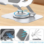 HASTHIP® Tablet Stand Holder 4.7-12.9 Inch, Adjustable Foldable 360° Rotatable Desktop Riser for iPad, Android, Huawei, Surface & Tablets, Ergonomic Anti-Slip Aluminum Cooling Base for Office, Silver