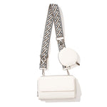 HASTHIP® Women Bag with Purse Bag Small PU Crossbody Phone Pouch Card Bags White Print Nylon Webbing Shoulder Strap Design Compact Casual Phone Sling Shoulder Bags
