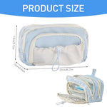 HASTHIP® 3-Layer Aesthetic Pencil Pouch for Girls, Large Capacity School Stationery Organizer, Soft Cloth Zipper Bag with Multi Compartments, Cute Gift, 21x13x10cm