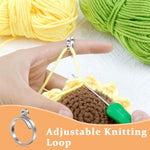 HASTHIP® 4PCS Adjustable Crochet Ring for Finger 2 Styles Knitting Rings Open Guide Yarn Holder