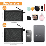 HASTHIP® 6 Pack Mesh Makeup Bags, Nylon Zipper Pouches for Cosmetics, Travel Organizer for Home, Office, Purse, Diaper Bag - Black