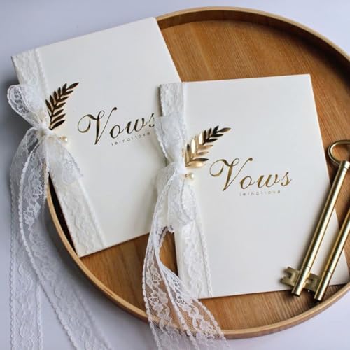 HASTHIP® Greeting Card for Love,2Pcs Gold Foil Elegant Wedding Vow Cards with 2Pcs Key Pens,Love Cards Best Wishes Card For Weddings And More Note Congratulations Keepsake for Brides Grooms.