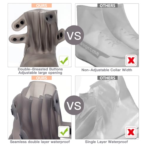 HASTHIP® Silicone Rain Shoe Cover for Rain Waterproof Shoe Cover for Kids Men Women with Double-Breasted, Anti-Slip TPE Sole Wear-resistant Reusable Shoes Protector for Rainy Season (for Size 4-5)