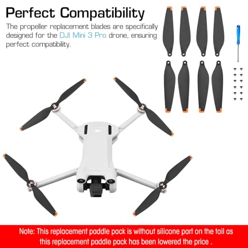 HASTHIP® Mini 3 Pro Propeller Set, 8Pcs Low Noise Quick Release Replacement Blades Compatible with DJI Mini 3 Pro Drone, Lightweight Durable Wings with Screws & Screwdriver