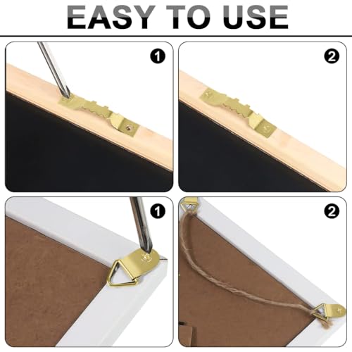 HASTHIP® 251Pcs Picture Frame Hanging Kit with Screwdriver, 50 Pcs Metal Hangers, 50 Pcs Saw-Tooth Strips 150 Pcs M4 Screws for Wall Mounting Artworks, Photos, Paintings & Decorative Panels