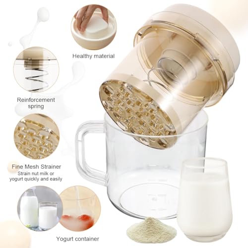 HASTHIP® Paneer Maker with Strainer and Lid, Spring Loaded Yogurt Press, Reusable BPA-Free Hung Curd Filter Cup with Handle, Homemade Cheese and Yogurt Maker