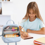 HASTHIP® Large Pencil Pouch for Girls Boys,Extra Big Case with 5 Compartments,Zippered Organizer for Women Cute Blue Aesthetic School Supplies Teens