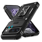 HASTHIP® Magnetic Phone Case for Google Pixel 9 & 9 Pro with Sliding Camera Shield & Stereoscopic Full Body Heavy Duty Rugged Shockproof Protective Phone Cover Holder Hard Cover Case Kickstand Ring