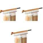 HASTHIP® Belt Organiser for Wardrobe Wooden Sliding Pull Out Hanger Organizer Storage with 12 Hooks to Take Bra Scarf Tie Hat Left Pull Design 41x8cm 3PCS