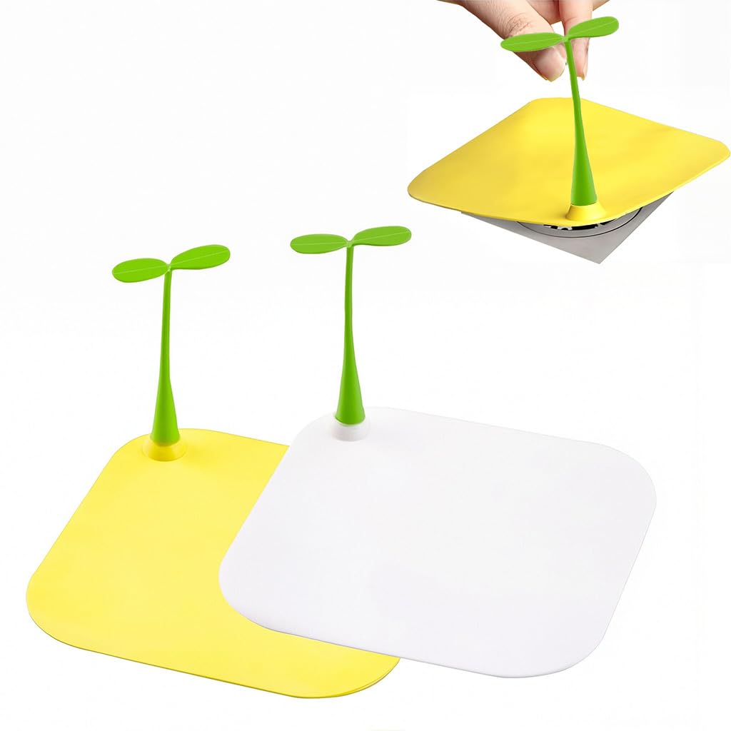 HASTHIP Silicone Bathroom Drain Cover for Shower and Sink 5.9 in with Green Sprout Handle
