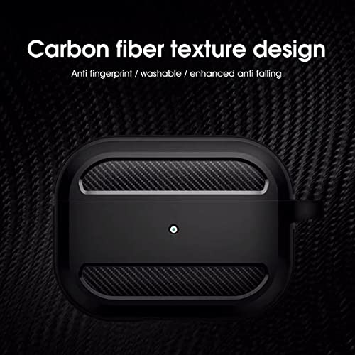 HASTHIP® Protective Case for AirPods 3 2021, Shockproof Full-Body TPU & PC Cover with Carabiner, Soft Silicone Skin Compatible with Apple AirPods 3rd Generation Charging Case, Keychain, Black