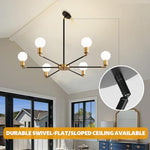HASTHIP® BrandName 6-Light Modern Swivel Ceiling Light Fixture, Retro Industrial Geometric Metal Flush Mount for Living Room, E27 Base, Bulb Not Included