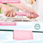HASTHIP® 15-count Large Microfiber Cleaning Cloth Kitchen Absorbent Cleaning Rags Reusable Washable Rags Traceless Pot Pre-cut Tear Away Microfiber Kitchen Towels,25x60cm,Pink